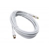 Cable coaxial 9.52m² femelle / male blanc 5m + adaptateur male male, EVOLOGY|Sanifer