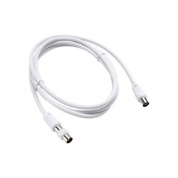Cable coaxial 9.52m² femelle / male blanc 2m + adaptateur male/male, EVOLOGY|Sanifer