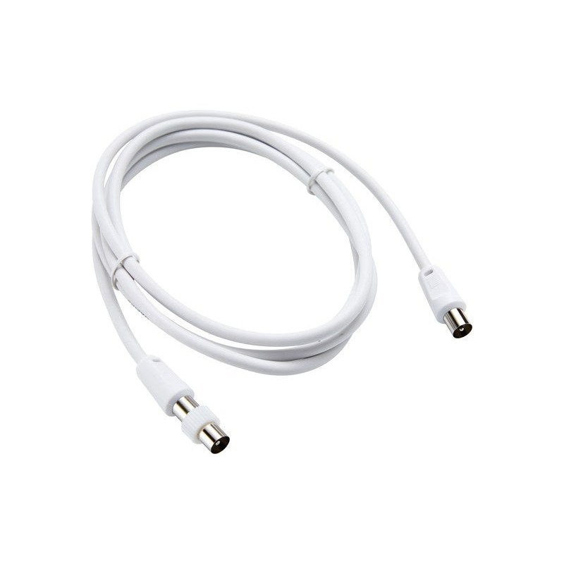 Cable coaxial 9.52m² femelle / male blanc 2m + adaptateur male/male, EVOLOGY|Sanifer