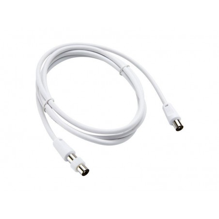 Cable coaxial 9.52m² femelle / male blanc 2m + adaptateur male/male, EVOLOGY|Sanifer