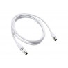 Cable coaxial 9.52m² femelle / male blanc 2m + adaptateur male/male, EVOLOGY|Sanifer