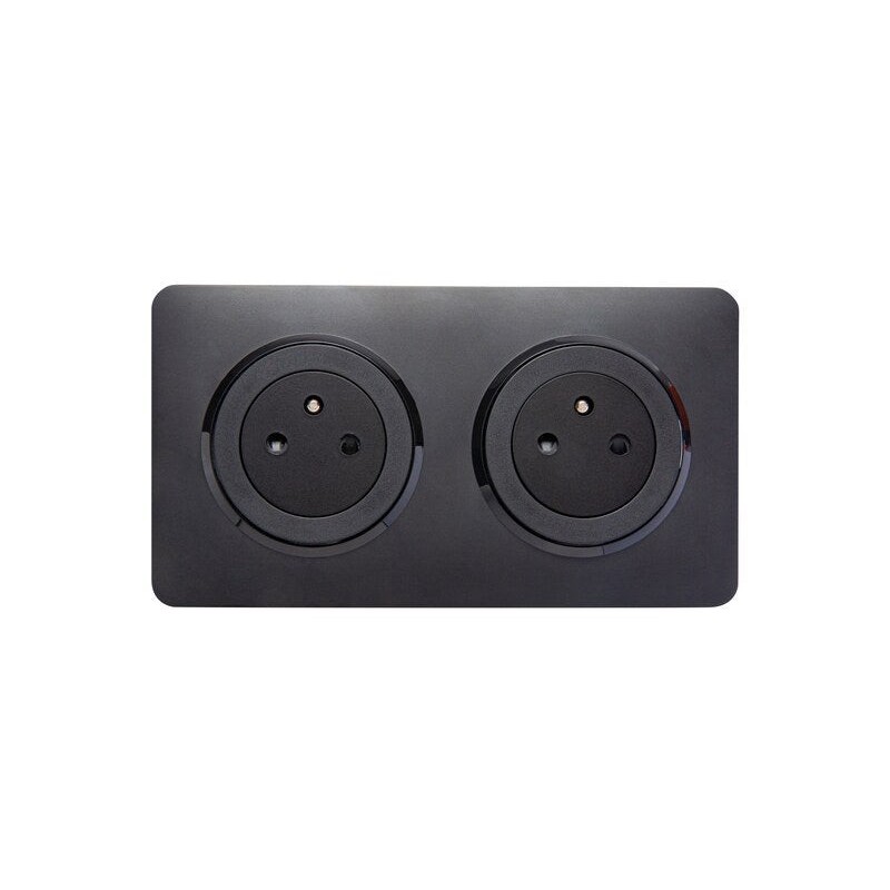 Bloc 2 prises affleurantes, complet Lumia, LEXMAN, black|Sanifer