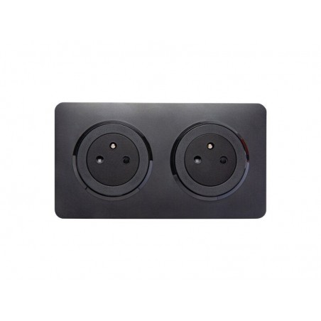 Bloc 2 prises affleurantes, complet Lumia, LEXMAN, black|Sanifer