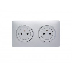 Bloc 2 prises affleurantes, complet Lumia, LEXMAN, silver|Sanifer