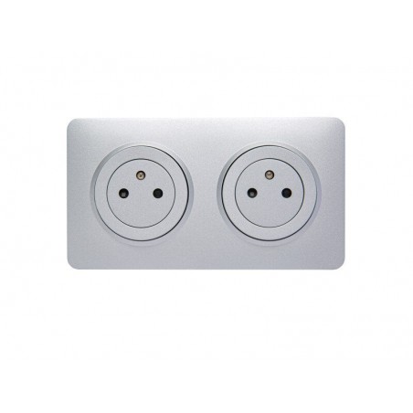 Bloc 2 prises affleurantes, complet Lumia, LEXMAN, silver|Sanifer