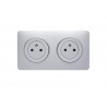 Bloc 2 prises affleurantes, complet Lumia, LEXMAN, silver|Sanifer