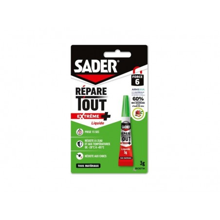 Colle de reparation sader repare tout extreme + liquide tube 3g -  - meilleure qualité