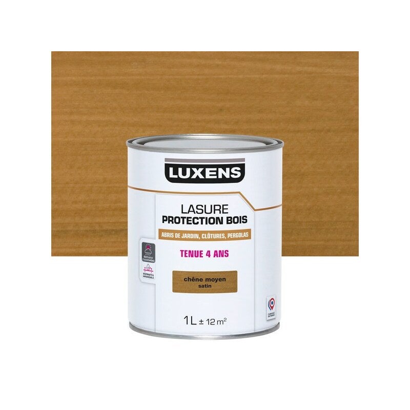 Lasure LUXENS 4 ans chêne moyen satiné 1 Litre -  - meilleure qualité
