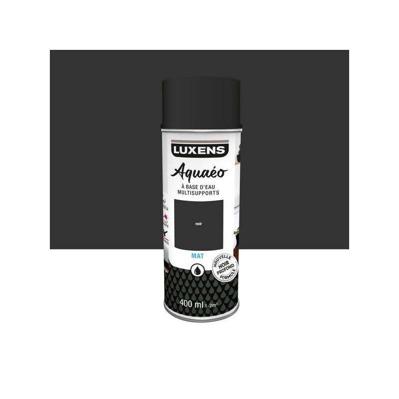 Bombe de peinture Aquaeo LUXENS noir mat 400 ml|Sanifer