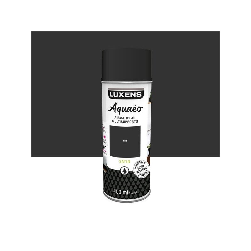 Bombe de peinture Aquaeo LUXENS noir satiné 400 ml|Sanifer