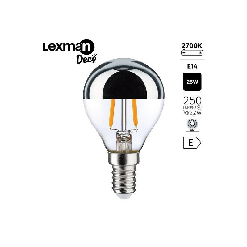 Ampoule led décorative sphérique E14 250lm 25W blanc chaud LEXMAN| Sanifer