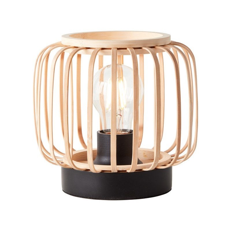 Lampe E27 metal noir bambou PECAN INSPIRE| Sanifer