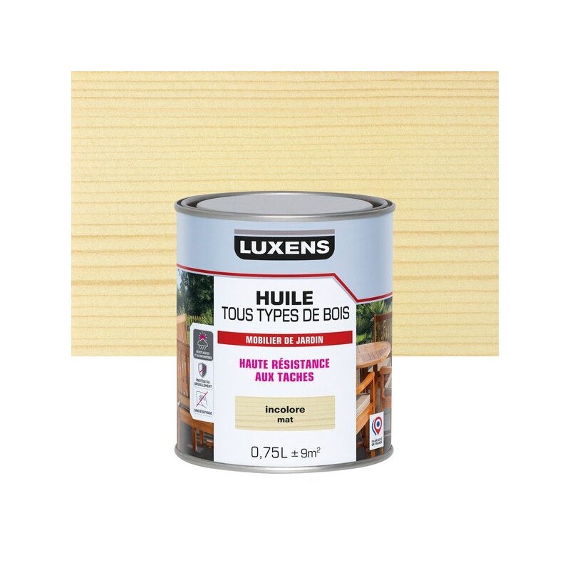 Huile pour bois extérieur LUXENS incolore mat 0.75 l| Sanifer