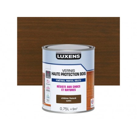 Vernis pour bois extérieur LUXENS chêne foncé satiné 0,75 Litre| Sanifer