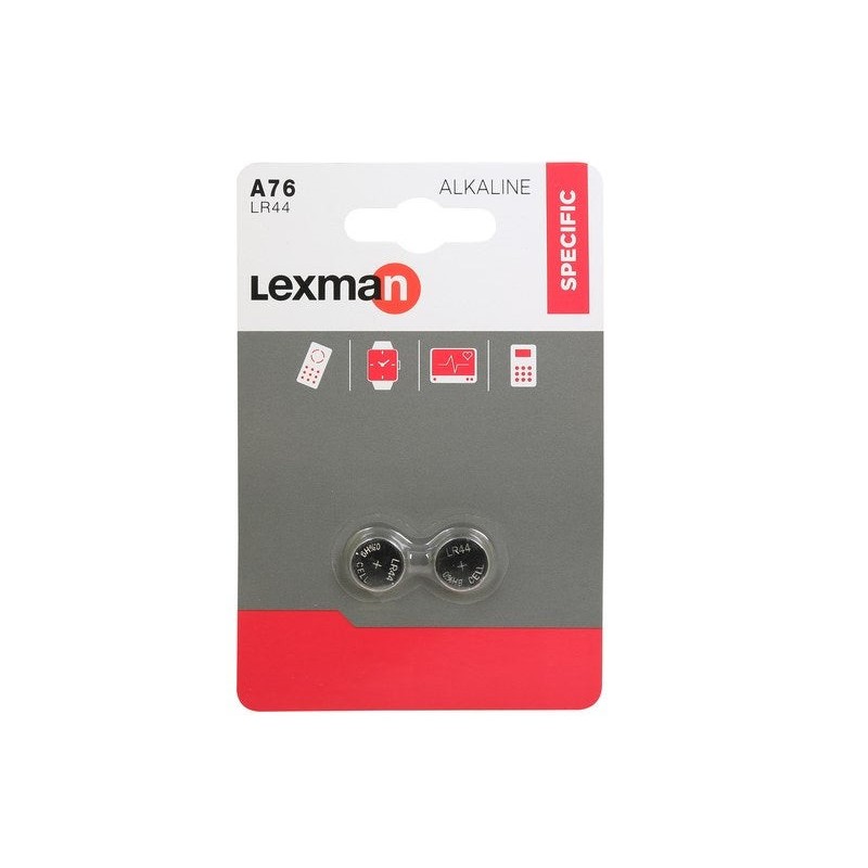 Lot de 2 piles alcaline Lr44 1.5 V Lexman|Sanifer