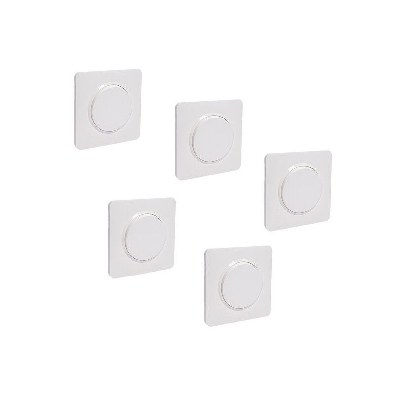 Lot de 5 interrupteurs va-et-vient avec plaque complet LEXMAN Lumia blanc|Sanifer