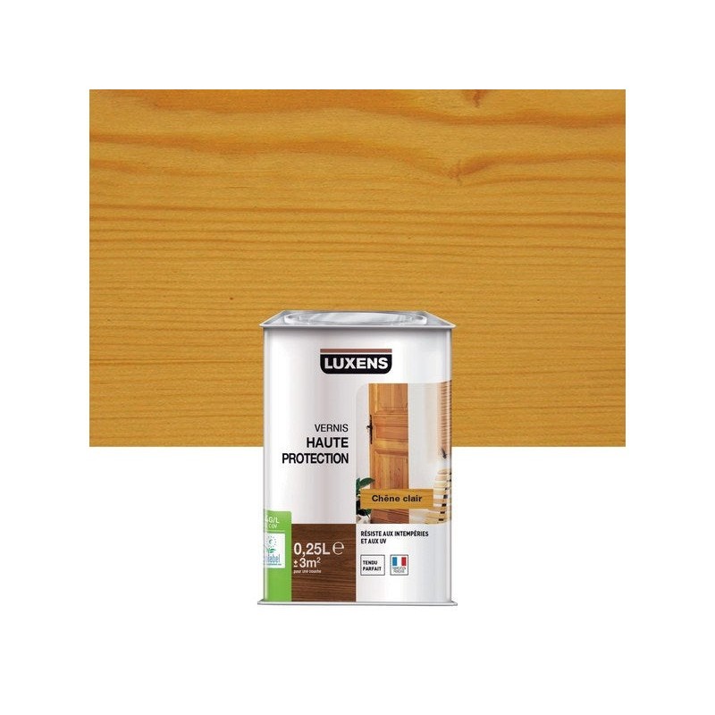 Vernis bois extérieur LUXENS Haute protection chêne clair satiné 0.25 L|Sanifer