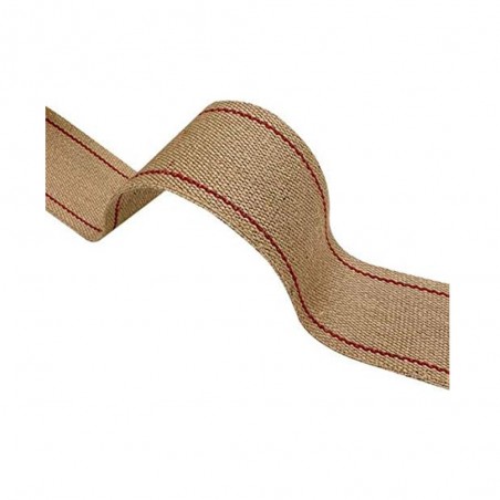 Sangle jute écru rouge l 85mm x 12m| Sanifer