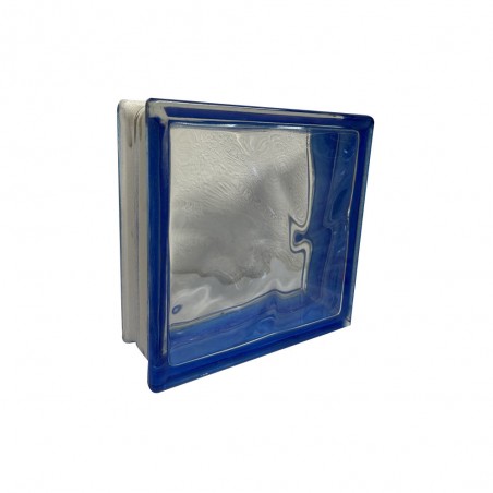 Brique de verre cloudy blue clear 190x190x80mm|Sanifer