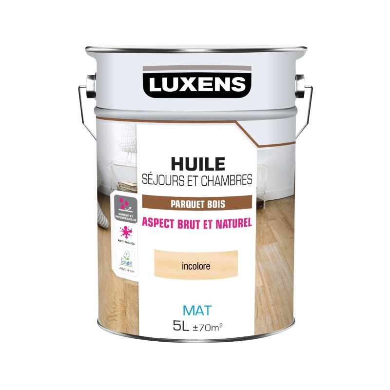 Huile parquet Sejours et chambres LUXENS incolore mat 5 l|Sanifer