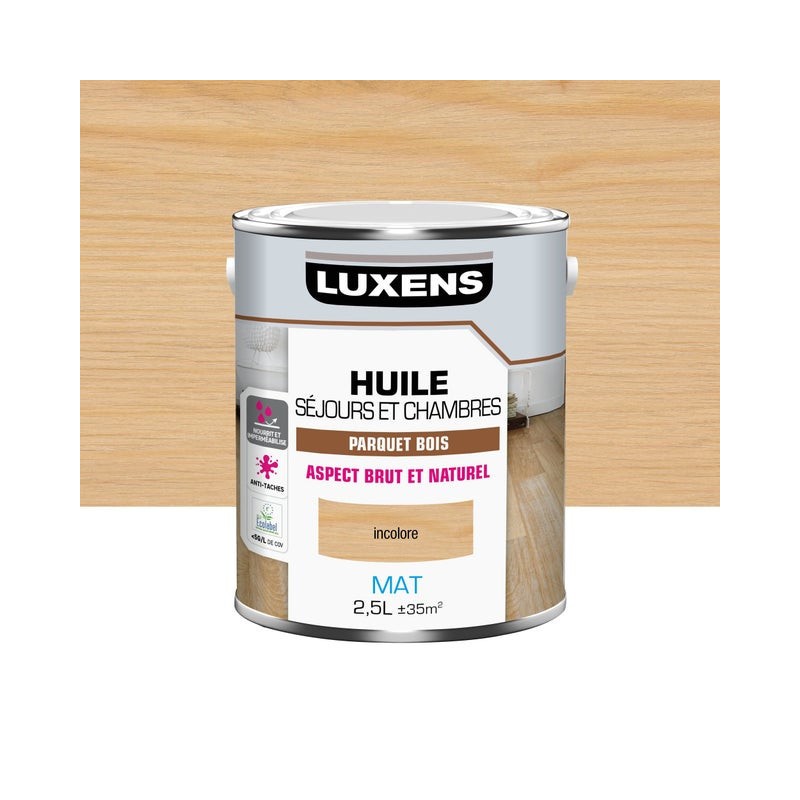Huile parquet Sejours et chambres LUXENS incolore mat 2.5 l|Sanifer
