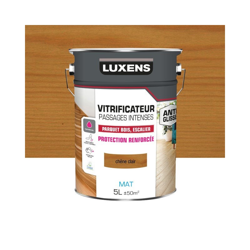 Vitrificateur parquet Passages intenses LUXENS, chêne clair mat, 5 l|Sanifer