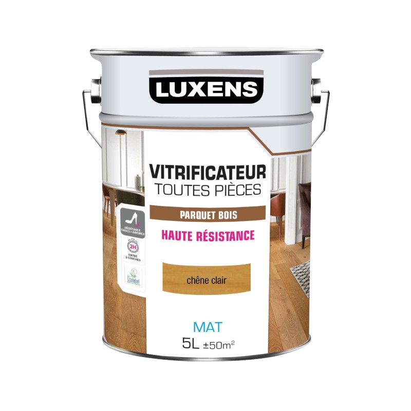 Vitrificateur parquet haute resistance LUXENS, chêne clair mat, 5 l|Sanifer