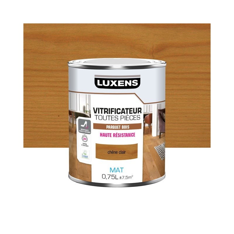 Vitrificateur parquet haute resistance LUXENS, chaine clair mat, 0.75 l|Sanifer