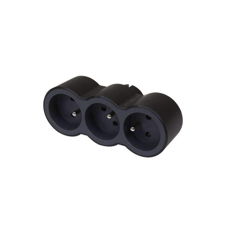 Fiche triplite avec 3 prises 2P+T Noir - Sanifer