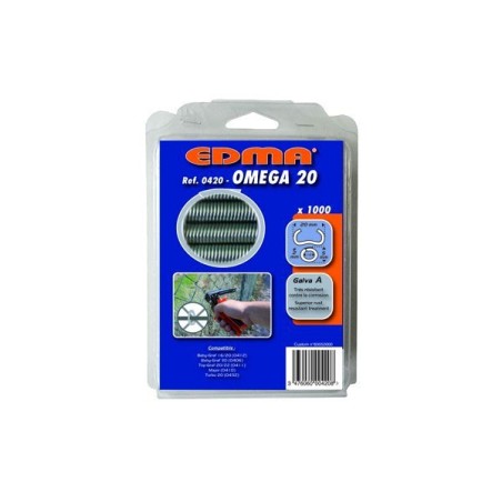 Agrafes omega 20 plast vert (1000pces)*