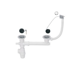 Bonde et siphon avec trop-plein pour évier double bac