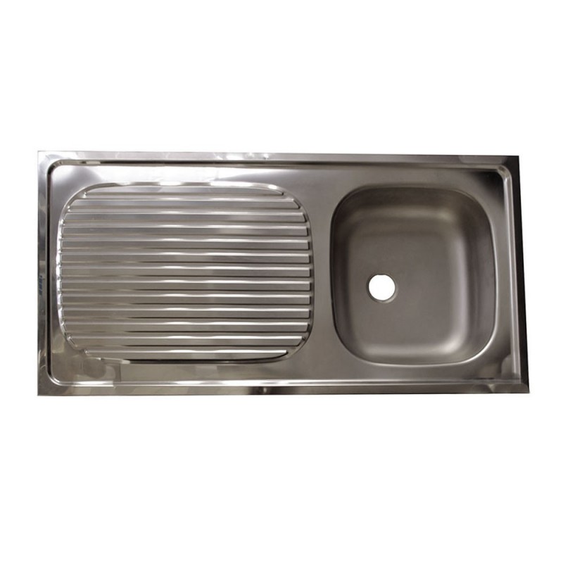 Evier à poser 1 bac 100X50 mat inox siphon+bonde