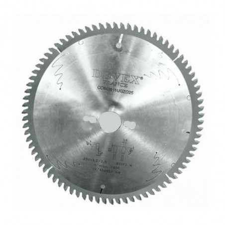 Lame de scie 250x30x3.2mm 80 dents à onglets multi matériels