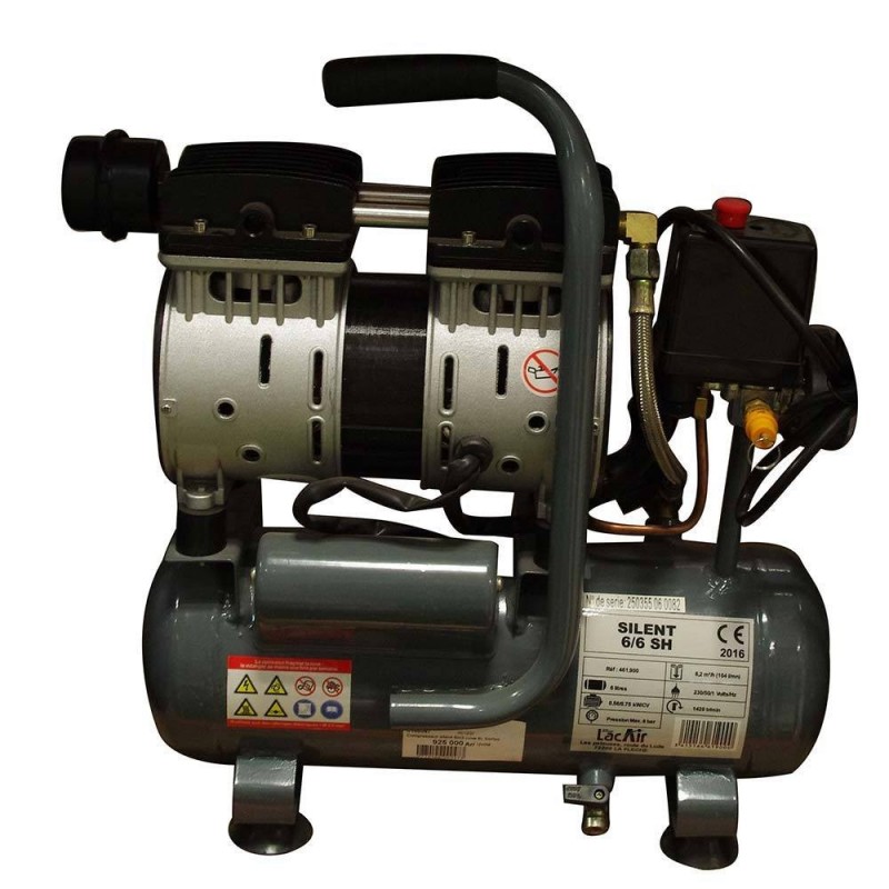Compresseur silent 6m3 cuve 6L horizontal