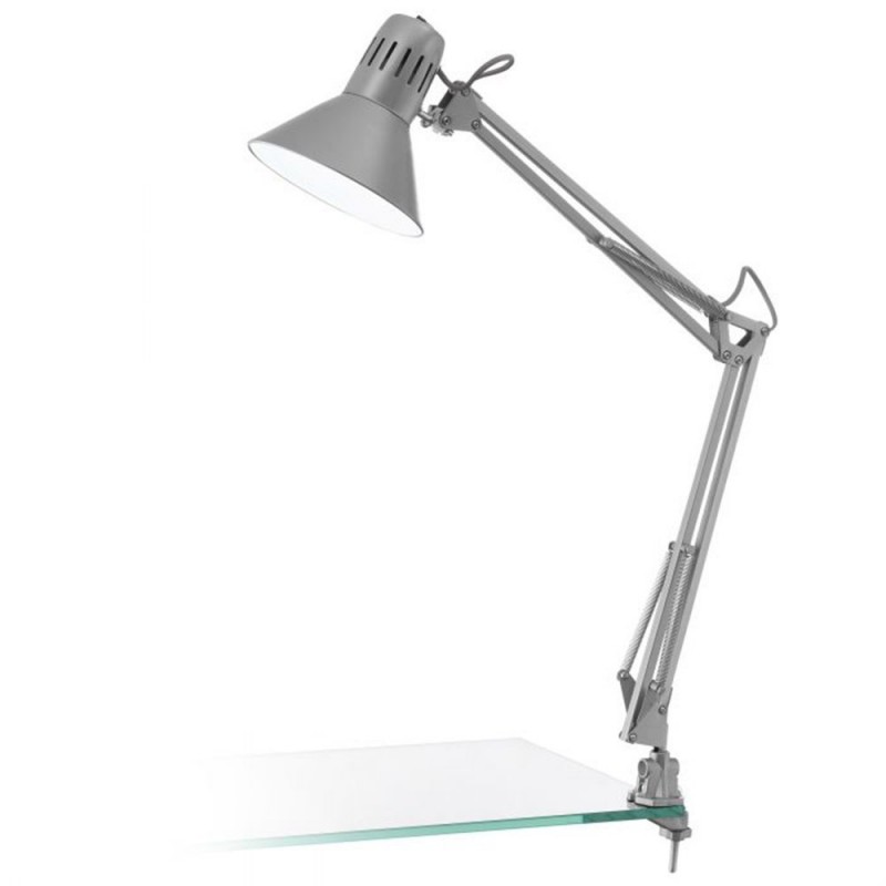 Lampe de bureau àpince FIRMO en acier argent lE27 60W H730