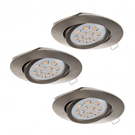 Spot plafonnier encastrable Tedo nickel Led GU10 5W - Lot de 3