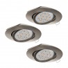 Spot plafonnier encastrable Tedo nickel Led GU10 5W - Lot de 3
