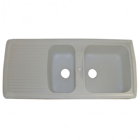 Evier à encastrer Alpha 2 bacs blanc chine