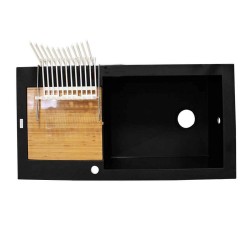 Evier à encastrer 1 giga bac 980x500x200 noir avec accessoires * -  - meilleure qualité