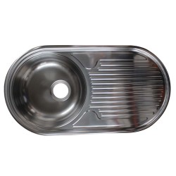 Evier en inox 1 bac Semi-Dueto  847X444  poli siphon+bonde -  - meilleure qualité