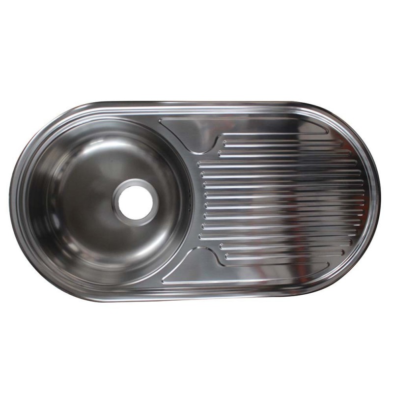 Evier en inox 1 bac Semi-Dueto  847X444  poli siphon+bonde -  - meilleure qualité