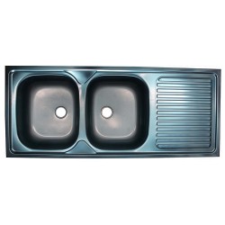 Evier à poser 2 bacs 120X50mat inox siphon+bonde