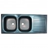 Evier à poser 2 bacs 120X50mat inox siphon+bonde