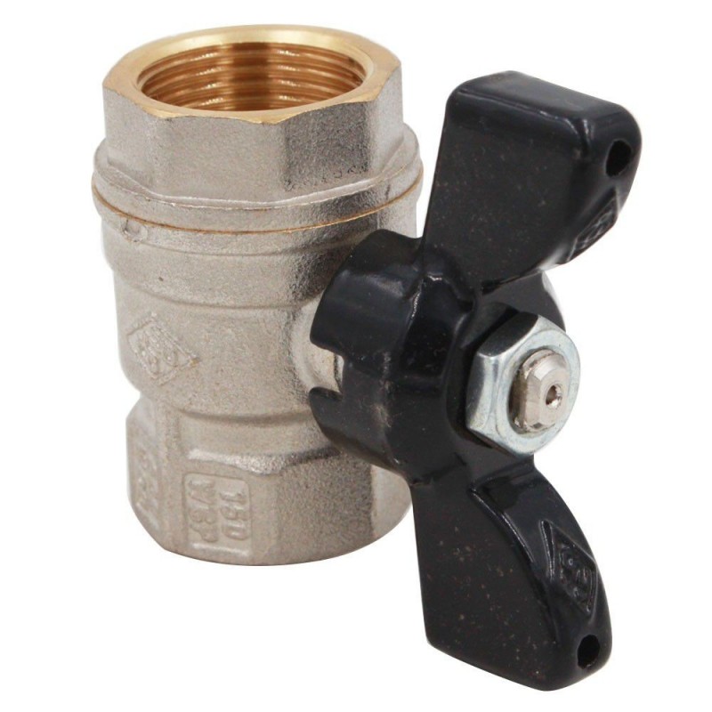 Vanne à boisseau femelle-femelle 3-4 laiton chromé manette papillon