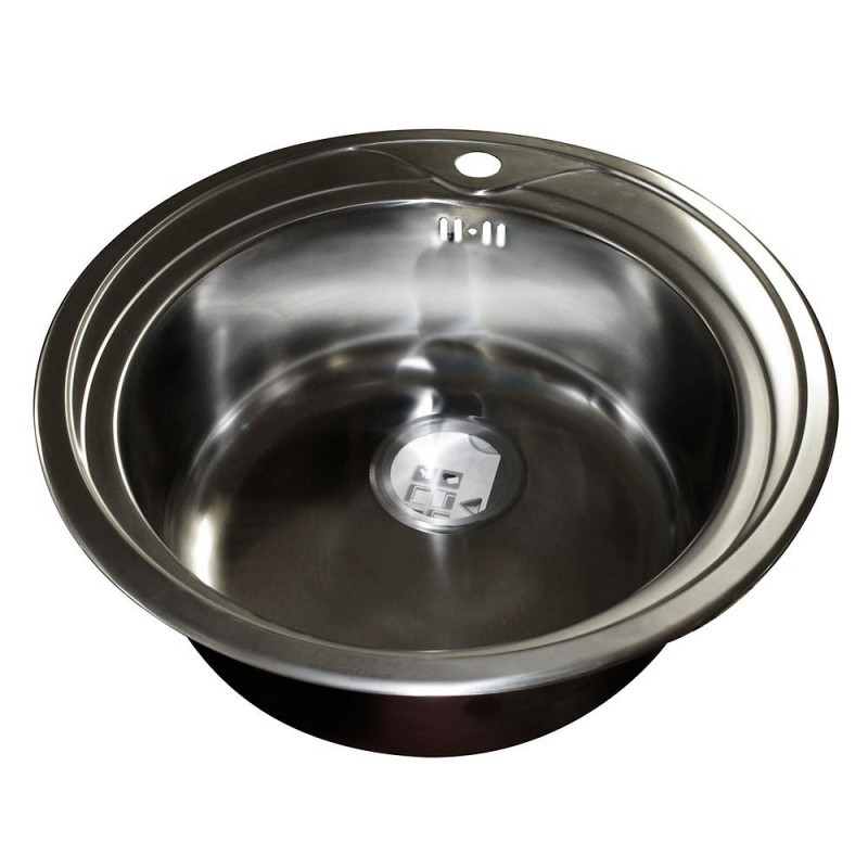 Evier 1 bac D51x17 1-2 Pio redondopoli bonde panier bouteille