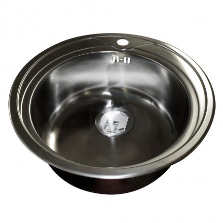 Evier 1 bac D51x17 1-2 Pio redondopoli bonde panier bouteille