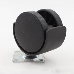 Roulette double galet noir 50 mm