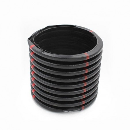 Gaine quattroflex D110mm noir bandes rouges 50m