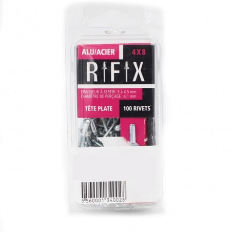 Rivets alu-acier 4X8 tp (1bte:100pces)