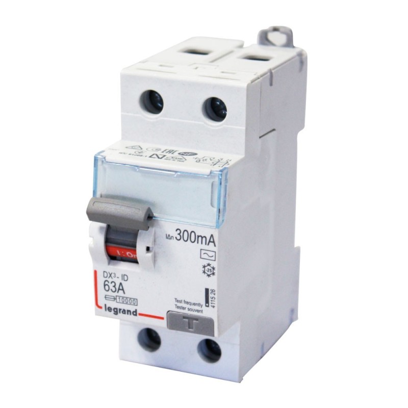 Interrupteur différentiel 63A-300mA-2P (ex-08929)*